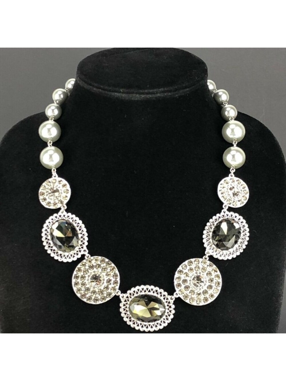 Cezanne Rhinestone Necklace Adjustable up to 21" Silver Tone